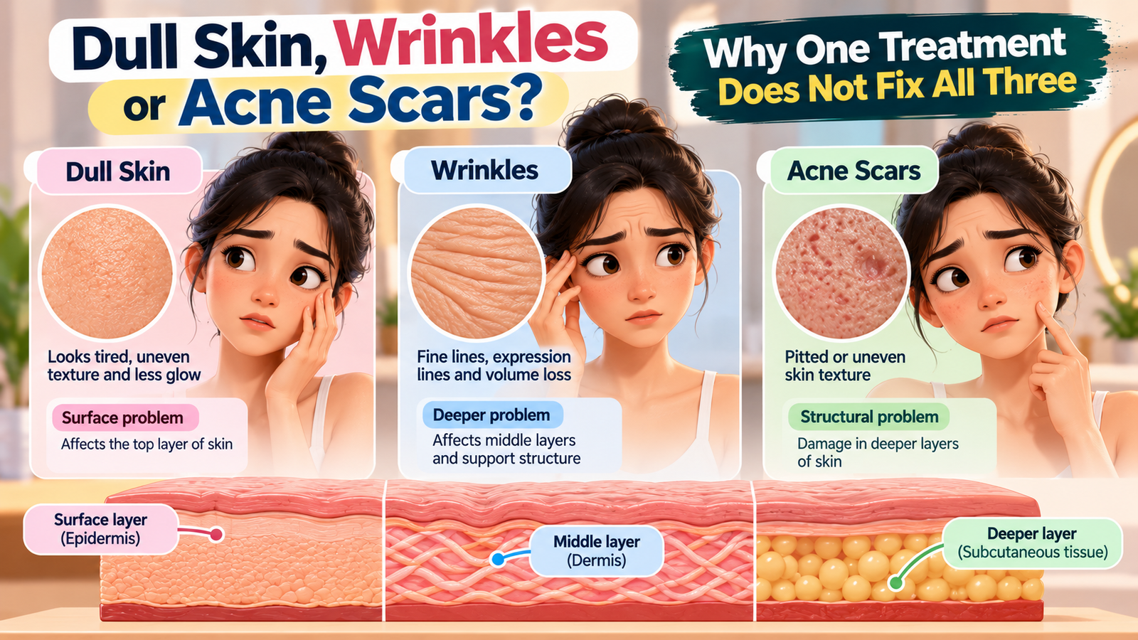 Dull Skin, Wrinkles or Acne Scars: Why One Treatment Does Not Fix All Three